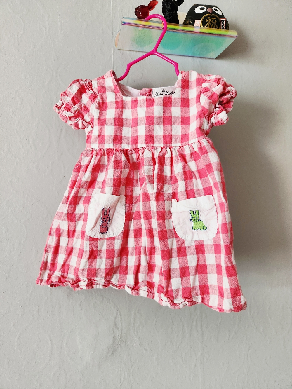 Marie Nicole Gingham Pocket Dress with Bunnies